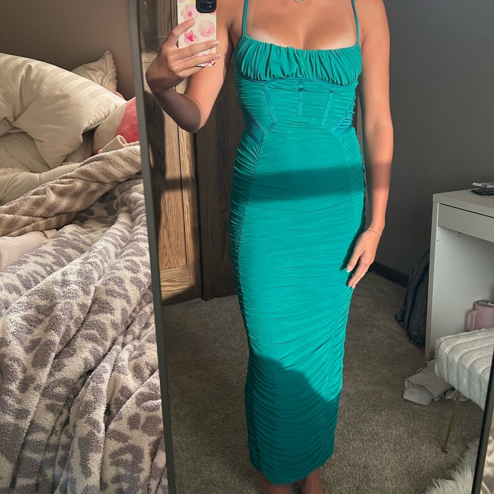 Elegant Teal Amazon Dress